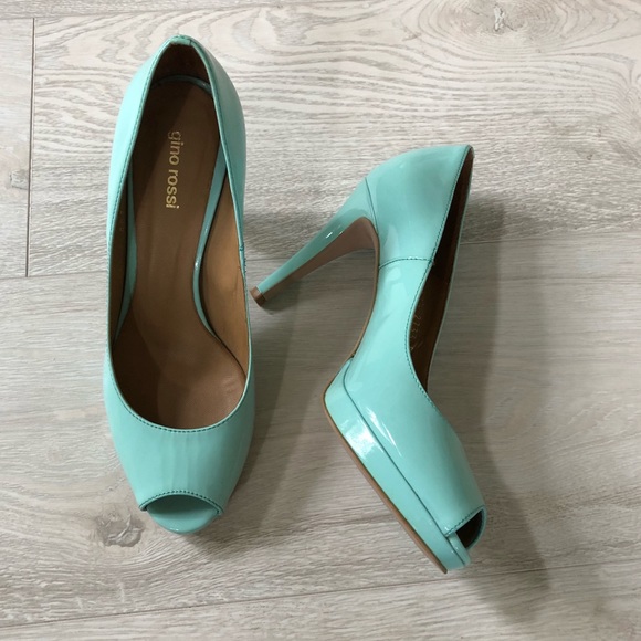 GINO ROSSI Leather Peep-toe Platform Pumps Heels - Picture 4 of 8